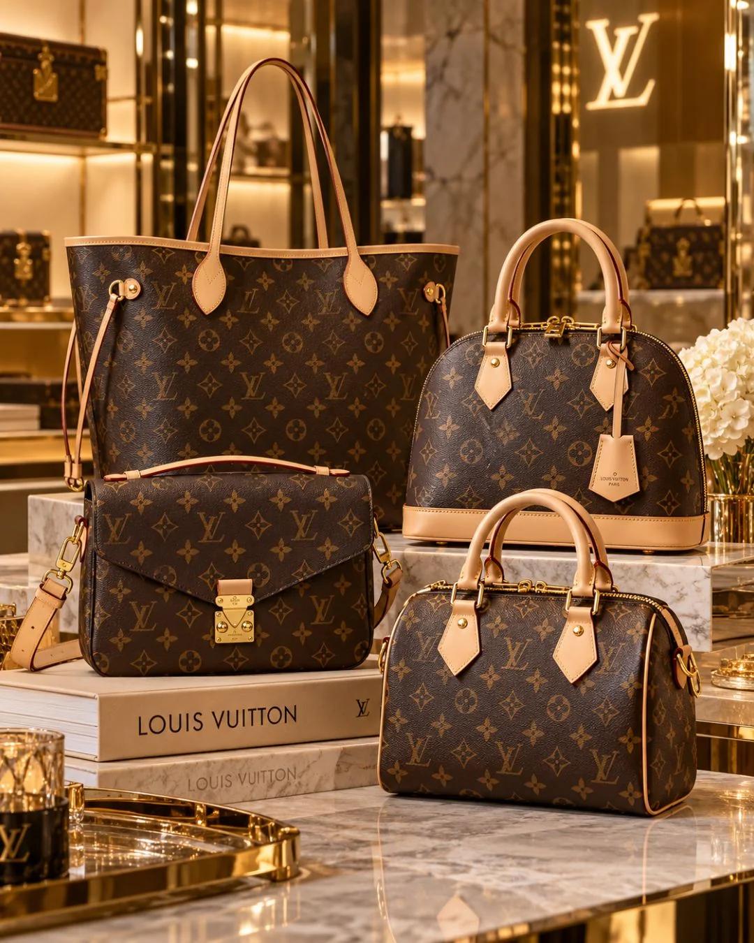 Designer handbags displayed in a luxury boutique